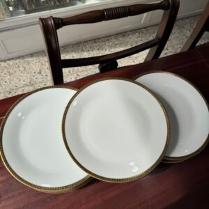 Juego de 12 platos playos porcelana verbano con oro