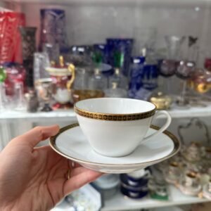 Dúo de té porcelana verbano con oro
