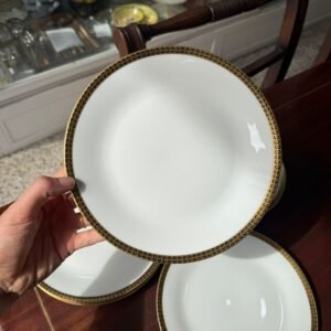 Juego de 12 platos playos porcelana verbano con oro