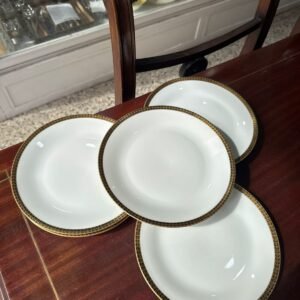 Juego de 6 platos de postre porcelana verbano con oro