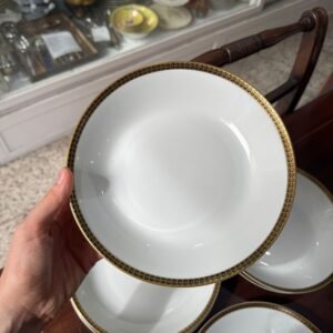 Juego de 6 platos de postre porcelana verbano con oro