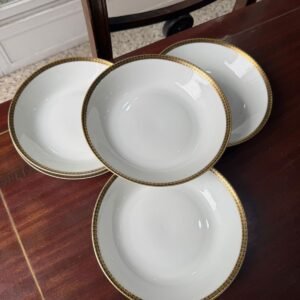 Juego de 6 platos hondos porcelana verbano con oro