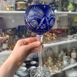 Exquisito copon de cristal súper tallado azul