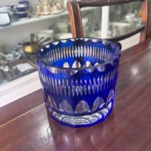 Gran hielera de cristal súper tallado azul