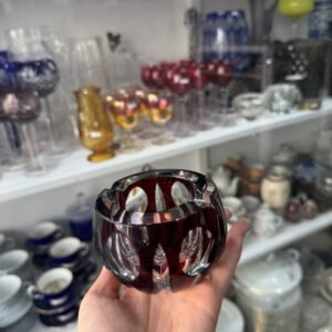 Cenicero de cristal tallado rubi