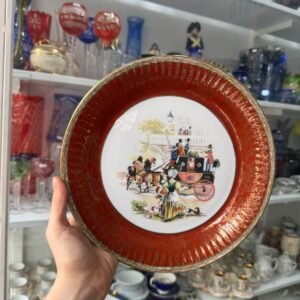 Plato porcelana tsuji pintado a mano con oro