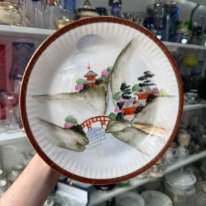 Plato porcelana tsuji pintado a mano con oro