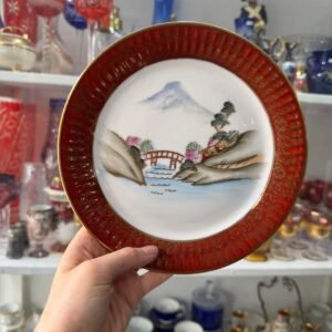 Plato porcelana tsuji pintado a mano con oro