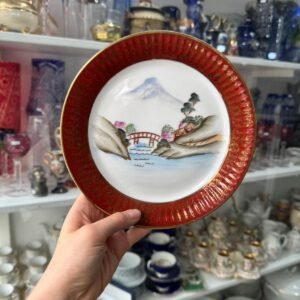 Plato porcelana tsuji pintado a mano con oro