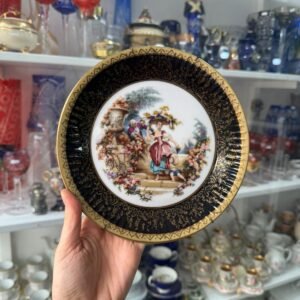 Plato porcelana tsuji pintado a mano con oro