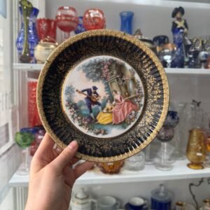 Plato porcelana tsuji pintado a mano con oro