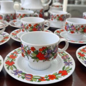 Juego de té porcelana tsuji completo para 12 personas 70´S