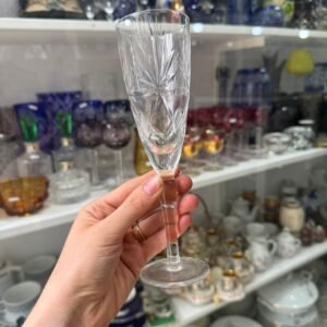 Juego de 6 copas de cristal súper tallado para champagne