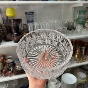 Ensaladera de vidrio prensado antiguo