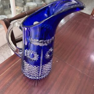 Gran jarra azul de cristal súper tallado