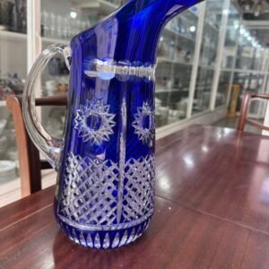 Gran jarra azul de cristal súper tallado