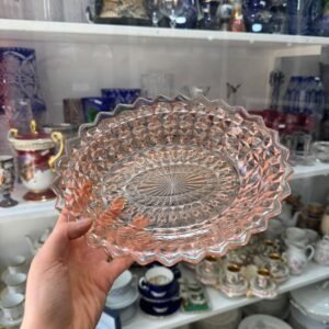 Ensaladera de vidrio prensado rosa