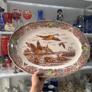 Fuente oval grande pintada a mano japonesa