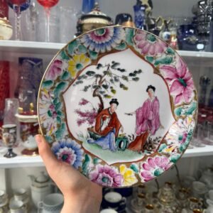 Plato porcelana oriental pintado a mano