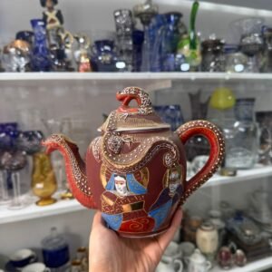 Tetera porcelana oriental satsuma pintada a mano con oro