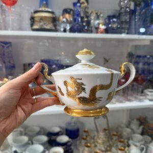 Azucarera porcelana tsuji pintada a mano con oro