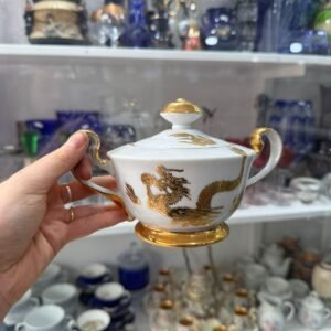 Azucarera porcelana tsuji pintada a mano con oro