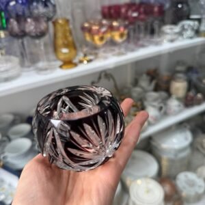 Candelabro / violetero de cristal súper tallado rubi