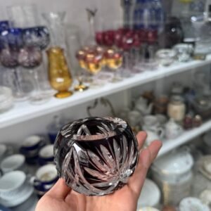 Candelabro / violetero de cristal súper tallado rubi