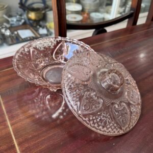 Caramelera de vidrio prensado rosa