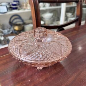 Caramelera de vidrio prensado rosa