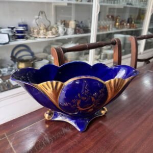 Jardinera azul cobalto con oro DACLISA