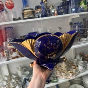 Jardinera azul cobalto con oro DACLISA