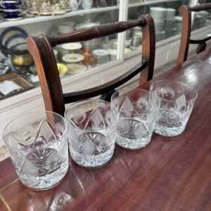 Set de 4 vasos de cristal súper tallado para whisky