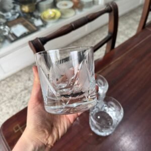 Set de 4 vasos de cristal súper tallado para whisky