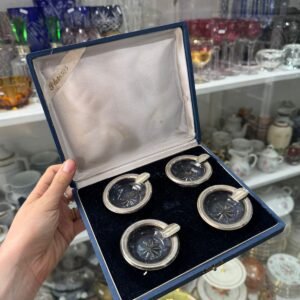 Set de 4 ceniceros de cristal con platería