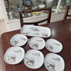 Fuente budinera con 6 platos de postre o pan VINTAGE porcelana tsuji
