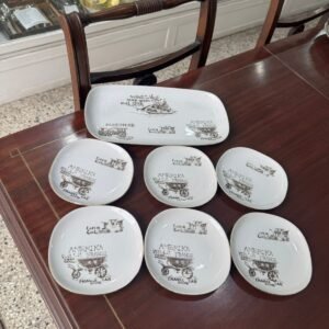 Fuente budinera con 6 platos de postre o pan VINTAGE porcelana tsuji