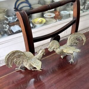 Set de 2 gallos de bronce