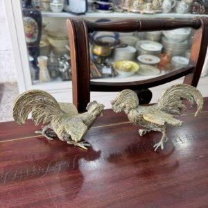 Set de 2 gallos de bronce