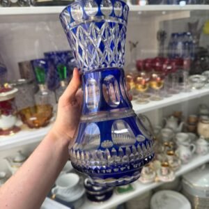 Florero de cristal súper tallado azul