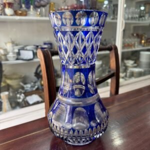Florero de cristal súper tallado azul