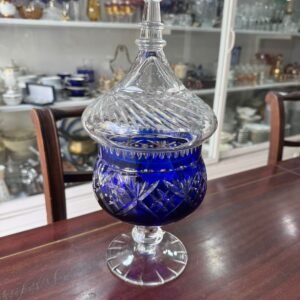 Caramelera de cristal súper tallado azul