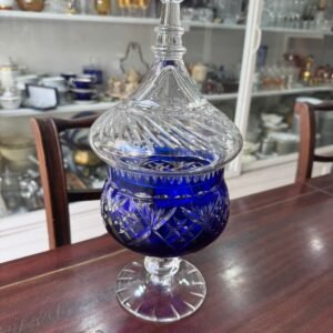 Caramelera de cristal súper tallado azul