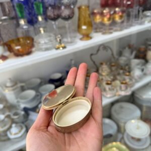 Cofre pastillero porcelana LIMOGES azul cobalto pintado con oro