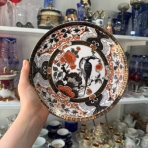 Plato porcelana SAJI pintado a mano con oro