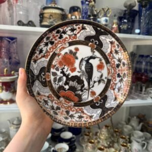 Plato porcelana SAJI pintado a mano con oro