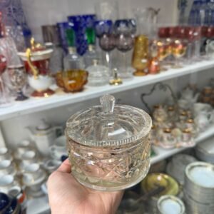 Dulcera de cristal súper tallado ambar