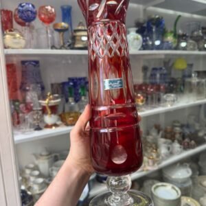 Florero de cristal súper tallado rubi