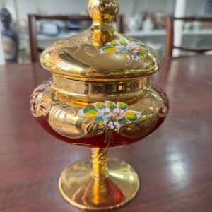 Caramelera de cristal de murano veneciano pintado a mano con oro