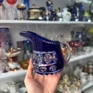 Jarra limonera de cristal súper tallado azul